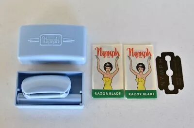 Vintage Blue Nymph Ladies Travel Safety Razor In Art Deco Bakelite Box • $39.95