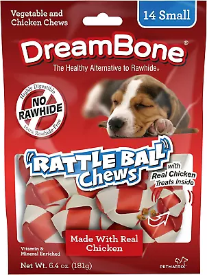 DreamBone Chicken Rattle Ball Dog Chew Rawhide Chews • $6.43