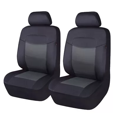 Universal Front Car Seat Covers PU Leather Black Grey Special Gift Cushioned SUV • $27.99