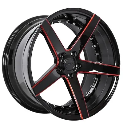 20  Ac Wheels Ac02 Gloss Black With Red Milled Extreme Concave Rims (c15) • $1099