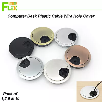 50mm 60mm 80mm PC Computer Desk Plastic Grommet Table Cable Tidy Wire Hole Cover • £23.69