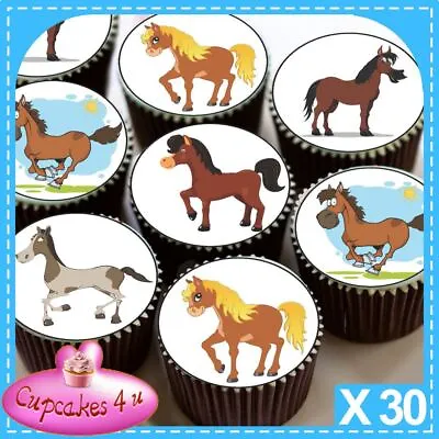 Horses Ponies Themed Cupcake Toppers Edible Cake Decorations 197 • £4.99