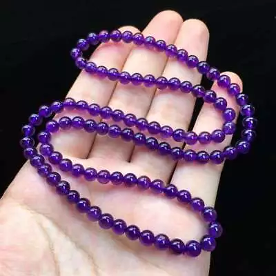 6mm Natural Amethyst Quartz Purple Uruguay Round BeadsThree Laps  Bracelet AAAA • $15