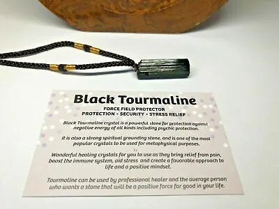 Tourmaline Raw Natural Black Pendant Chunk Reiki Chakra PROTECTION • £4.79