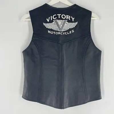 Victory Motorcycles Leather Motorcycle Vest Lined Patch Women's Sz M • $54.99