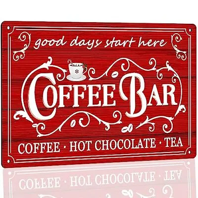 Vintage Coffee Bar Sign Kitchen Coffee Bar Wall Decor Christmas Coffee Metal Sig • $15.37