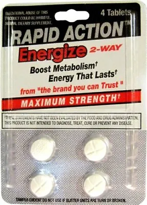 Rapid Action Energize 2-Way Energy Pills Metabolism Booster9 Pack  36 Pills • $22.79