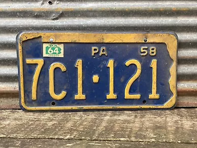 Vintage 1958 1964 Pennsylvania License Plate Pa Rusted Patina Old Car Tag Auto • $25