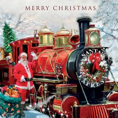 Small Charity Christmas Cards Santa's Train Gloss Finish - Pack Of 5 • £3.95