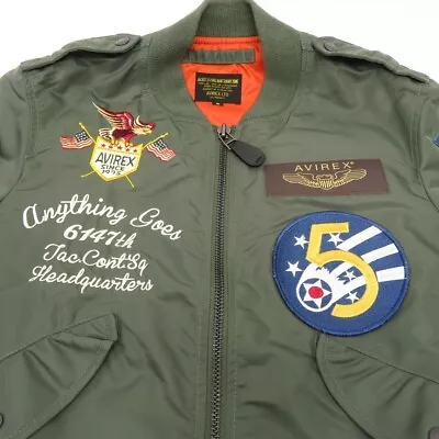 AVIREX L-2B Flight Jacket Olive Green Size M 5th AIR FORCE Military Nylon • $230