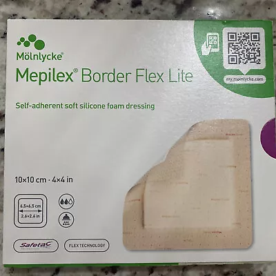 Pack Of 5 Mepilex Border LITE Self-Adhesive Foam Dressings 4 X4  10x10cm 281300 • $17.95