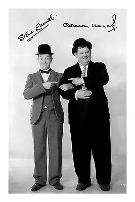 Laurel And Hardy Signed A4 Photo Print Autograph Stan & Oliver Comedy • £6.79