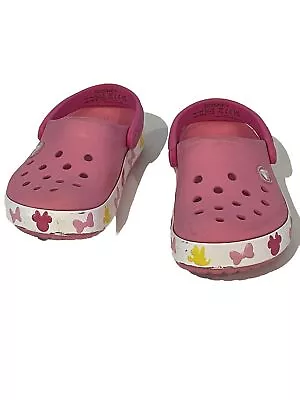 Crocs Disney Minnie Girl’s Size 10 Clog/Sandal Sling Back Pink Measures 7” Long • $14.99