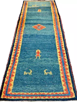 Beautiful Hand-knotted Persian Oriental Carpet Gabbeh 276x70 Cm - Carpet Rug • £13.37