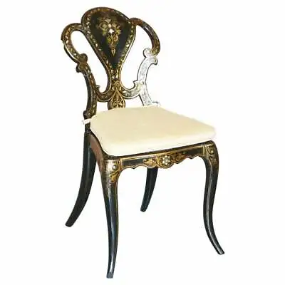 £1750 • Buy Stamped Circa 1815 Jennens & Bettridge Ebonsied Mother Of Pearl Regency Chair