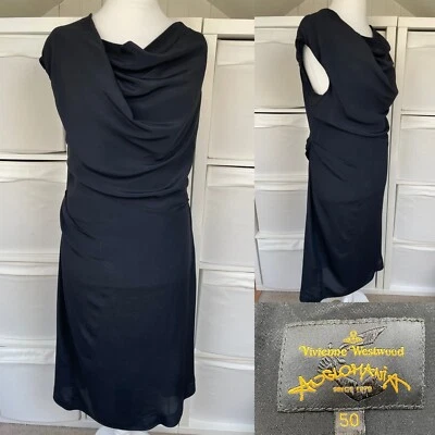 £225 • Buy Vivienne Westwood Anglomania Dress Size IT 50 UK 18 Black Drape Cowl Neck Midi