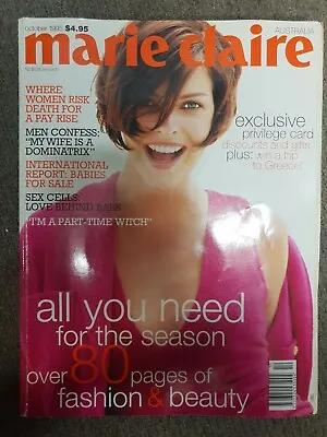 Marie Claire Magazine Australia October 1995. Linda Evangelista • $35