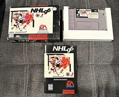 NHL 96 Super Nintendo SNES ~ Complete In Box W Manual! ~ Fast Shipping! ~ LQQK • $24.99