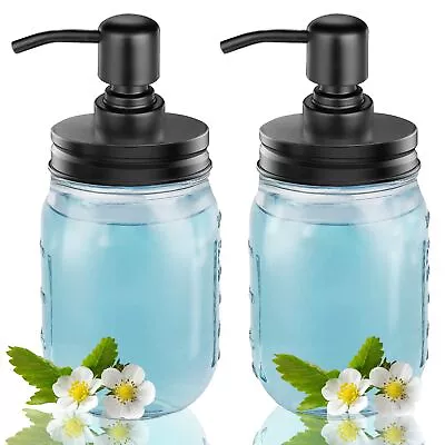 2-Pack Mason Jar Soap Dispenser - 16 Oz Thick Clear Glass Soap Dispenser With... • $25.66