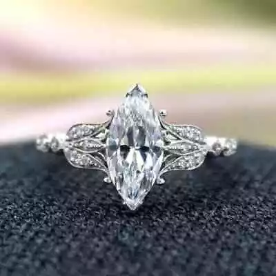 2.30CT Marquise Cut Lab Created Diamond Engagement Ring 14K White Gold Plated • $87.49