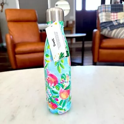 Lilly Pulitzer X Starbucks S’well Blue Peaches Stainless Steel Water Bottle NWT • £62.67