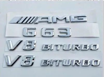 Chrome   G63 AMG V8 BITURBO   Letters Trunk Embl Badge Sticker For Mercedes Benz • $24.90