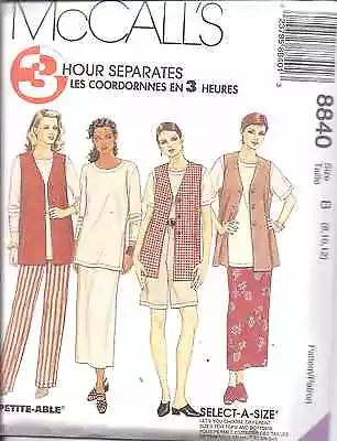 8840 UNCUT McCalls Vintage SEWING Pattern Miss Vest Top Pull On Pants Shorts OOP • $4.89