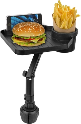 $22.75 • Buy Adjustable Car Cup Holder Tray With Phone Slot - 360° Swivel, Black, - Free...