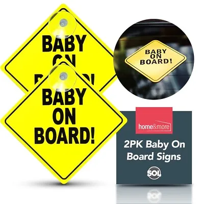 2pk Baby On Board Car Signs | Child Children Window Suction Cup Safety Warning • £2.84