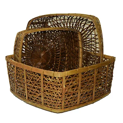 £86.02 • Buy Multi Rattan Decorative Unique Shelf Basket Holz-Korb Wicker Basket Handmade