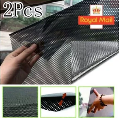 2x Car Side Window Net Sun Shade Shied Solar Mesh Film Sticker Max UV Protection • £4.29