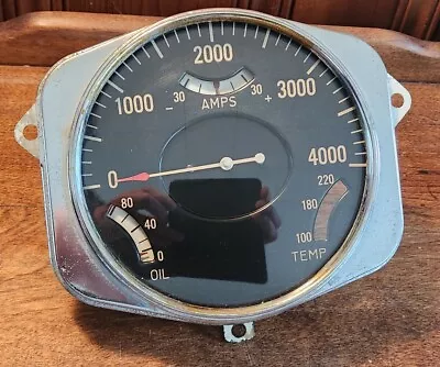Vintage Stewart Warner Gauge Cluster Tachometer 4000 RPM TEMP AMPS OIL 412186 • $149.99