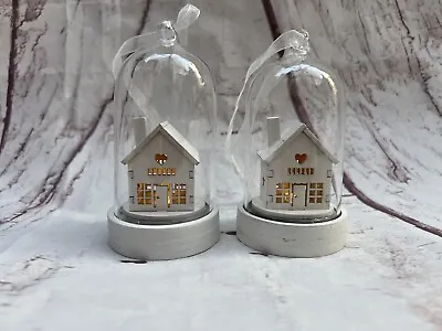 2x M&S Christmas Decorations Baubles Glass Light-up House  • £9.99