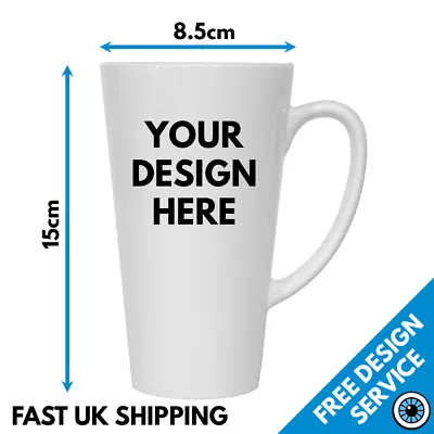 Custom Printed Latte Mug Large • Personalised Print Gift Image Text Photo Mugs • £14.98