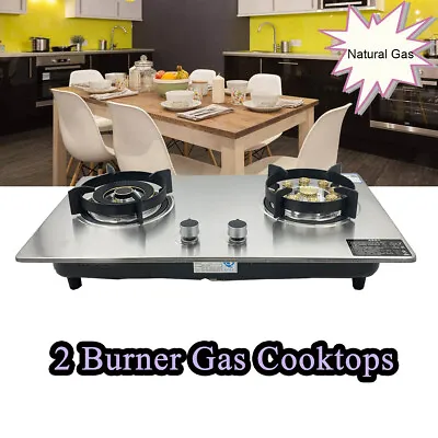 28in 2 Burners Natural Gas Stove Stainless Steel Dual Burners NG Cooktop Stove • $142.25