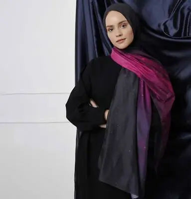 Modefa Galaxy Turkish Modest Wrap Hijab Shawl - Fuschia & Purple • $17.98