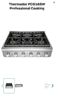 $4000 • Buy Thermador 36  Stainless Precision Simmering 6 Star Burner Gas Rangetop PCG366W
