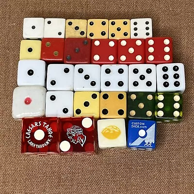 Lot Of 28 Vintage Playing Dice; Caesars Tahoe Custom Porcelain Red Green • $14.95