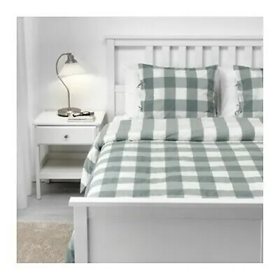 Ikea Emmie Ruta Green Check KING Duvet Cover And 2 X Pillowcase Set NEW • £33.99