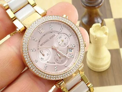 Michael KORS 38mm Ladies Rose Gold Bracelet Chronograph Wristwatch • £4.99