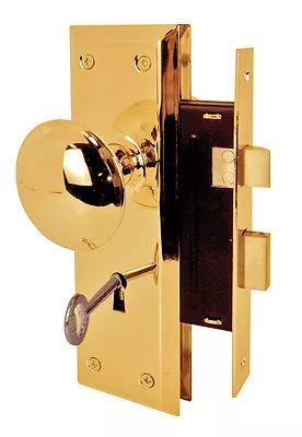 Prime-Line  Bright Brass  Steel  Mortise Lockset  Grade 1  1-3/4 In. • $34.99