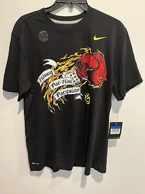 Nike Manny  Pac-Man  Pacquiao Men's M Dri-Fit Black Cotton Crew Neck T-shirt New • $99