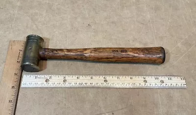 Vintage Solid Brass Hammer  USA Wood Handle 1 Lb Solid Handle • $14.95