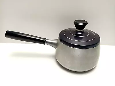 VINTAGE ALUMINIUM SAUCEPAN / POT - ANODISED LID - 1 PIECE  - Black Lid / Handled • $19.95