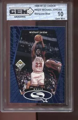 1998-99 Michael Jordan UD Choice Starquest Blue Gem Mint 10 Chicago Bulls GOAT • $49.99