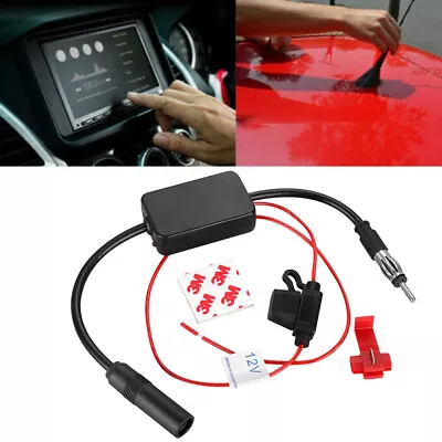 Universal Car FM/AM Radio Stereo Antenna Aerial Signal Amplifier Booster Inline • £8.99