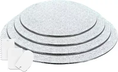 8 Pieces Silver Round Cake Drum Boards Reusable 15cm - 30cm Wedding Cake Boards • £11.49