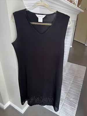 Exclusively Misook Black Sleeveless Tank Style Lace Hem Acrylic Dress Large • $41.97