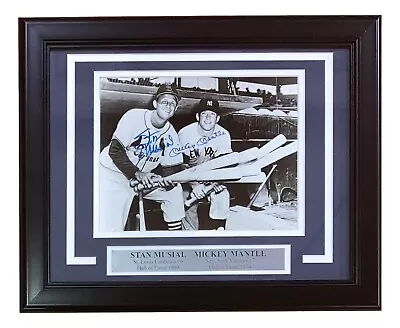 Mickey Mantle Stan Musial Signed Framed 8x10 Baseball Photo PSA Auto 10 • $1199.99