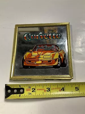 Vintage 80's Carnival Prize - Glass Mirror Sign W/ Metal Frame - Corvette • $19.99